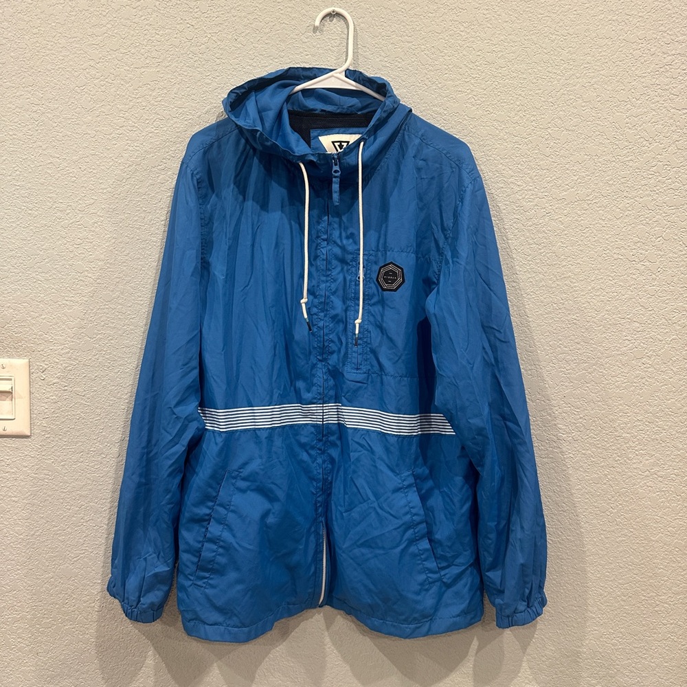 Men's Vissla Blue Hooded Windbreaker Jacket - Large - EUC